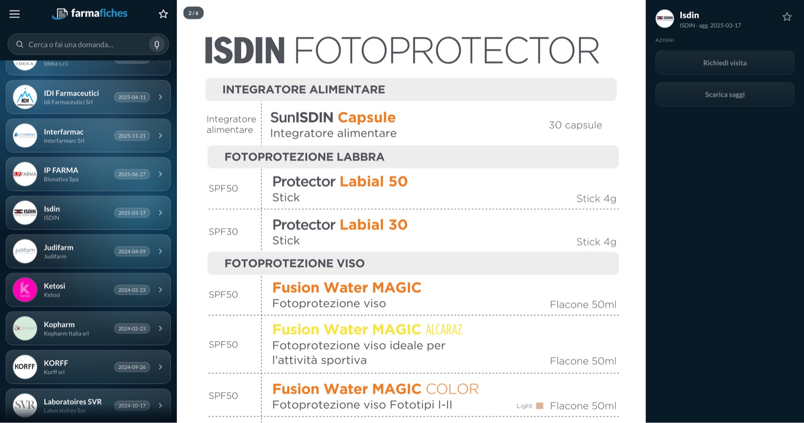 Farmafiches su desktop — web app