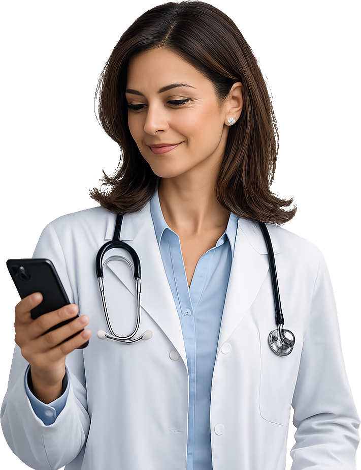 Medico con l'app Farmafiches